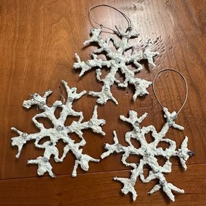 Primitive Snowflake Christmas Ornaments Set Of 3